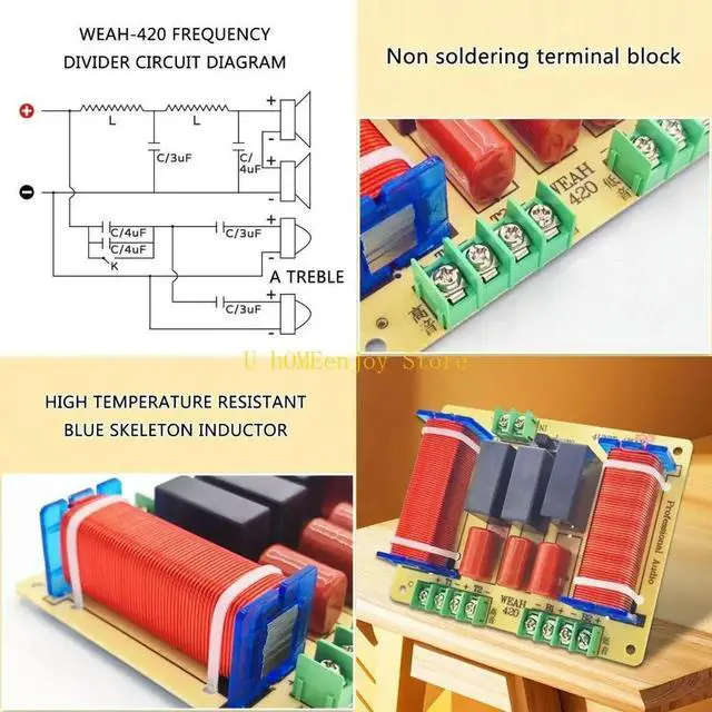 Alt view image 2 of 3 - 400W Speaker Crossovers Systems, 4 Way Adjustable Audiophiles Crossovers Filters for Enhances Sound