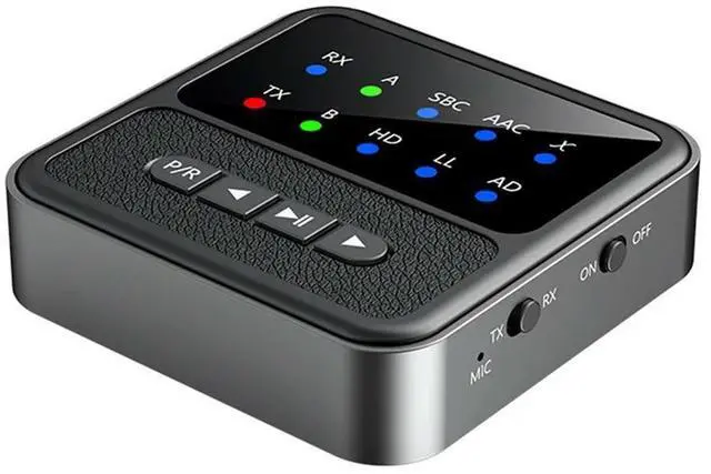 Alt view image 2 of 4 - QCCV Bluetooth 5.4 Audio Receiver Transmitter 3.5MM AUX, Mic Wireless Stereo Adapter For Headphones TV PC Car Speakers