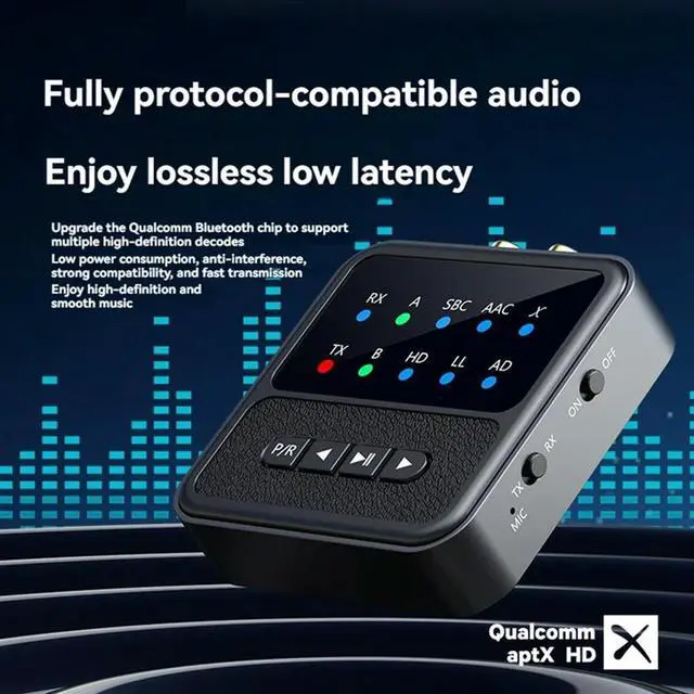 Alt view image 3 of 4 - QCCV Bluetooth 5.4 Audio Receiver Transmitter 3.5MM AUX, Mic Wireless Stereo Adapter For Headphones TV PC Car Speakers