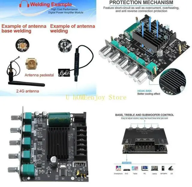 Main image of 1 Piece Channel Bluetooth-compatible Digital Power Amplifier Module ZK MT21 5.0 Power Home Theater Stereo