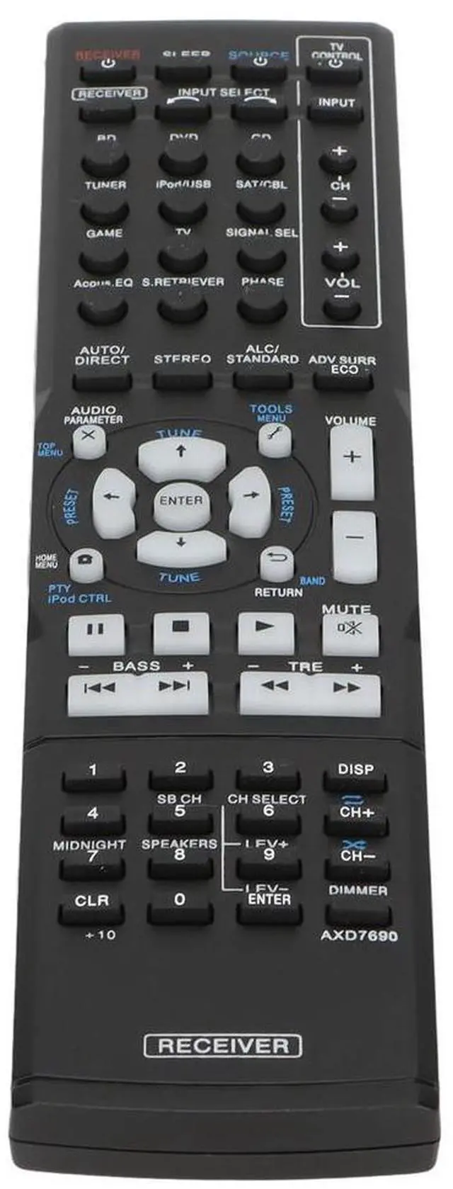 Main image of Replacement Remote Control for Pioneer AXD7690 VSX323K VSX423 VSX322K VSX523K Receivers Spare Remote Control