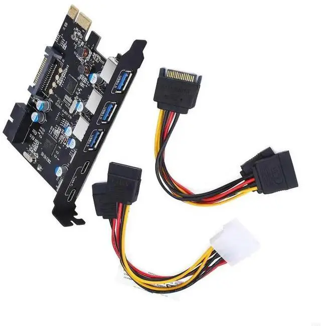 Alt view image 3 of 3 - PCIE USB3.0 Expansion Card PCI for Express to USB Type C Adapter Converter 5 Por