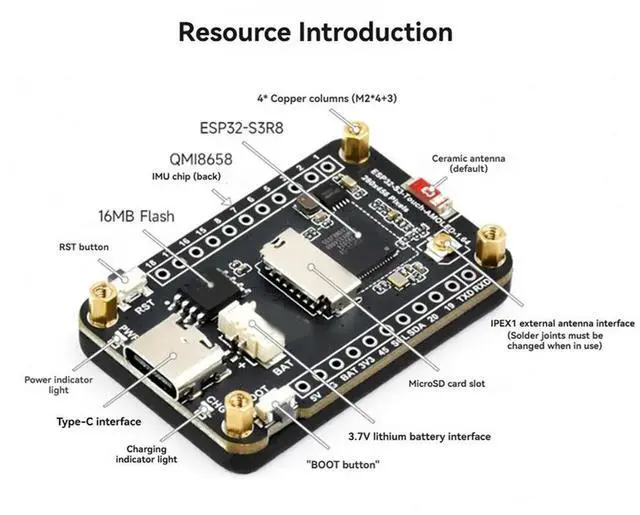 Alt view image 2 of 4 - ESP32-S3 AMOLED 1.64-Inch Touch Display Screen Flash-16MB PSRAM-8MB Bluetooth Wireless Module 280X456 QSPI