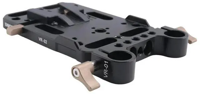 Alt view image 4 of 4 - 2X VR V Mount Adapter Plate Supply Splitter With 15Mm Rod Clamp With Automatic Lock Protection For DSLR Camera