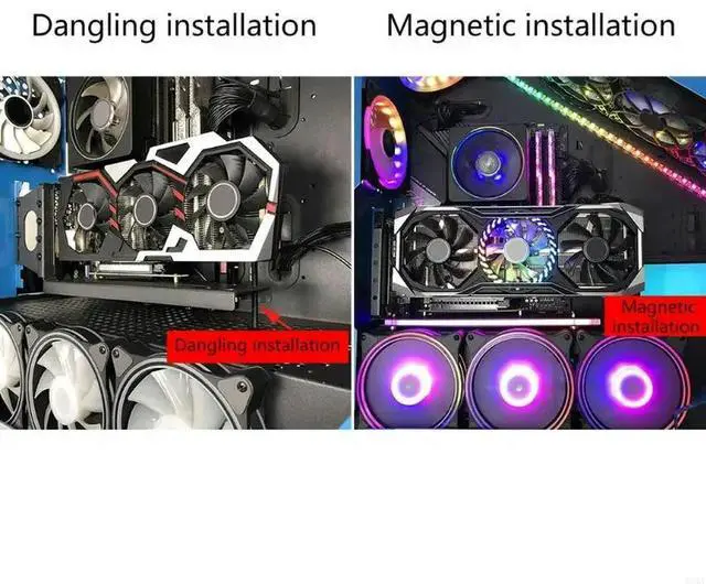 Alt view image 3 of 3 - Vertical GPU Bracket PCI Slots Graphics Card Vertical Install Holder kickstand/base ATXcase chassis for GPU with LED 5V