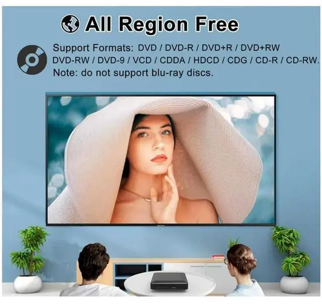 Alt view image 2 of 4 - DVD Player Compact Personal Multimedia EVD Player Multifunction DVD MP3 MP4 RW VCD CD Player Home Theater System