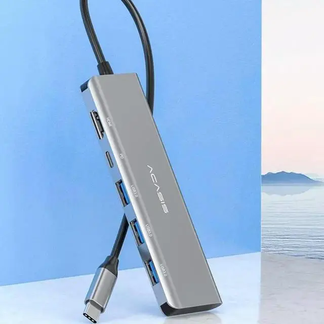 Alt view image 3 of 3 - 5-in-1 High Speed USB C Hub Docking Station Aluminium Alloy Type C to USB3.0 4K 60Hz Card Reader PD 100W Adapter