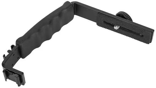 Alt view image 2 of 3 - Camera Flash L Bracket Dual Hot Shoes Holder Mount Adapter Mount DV Microphone LED Light
