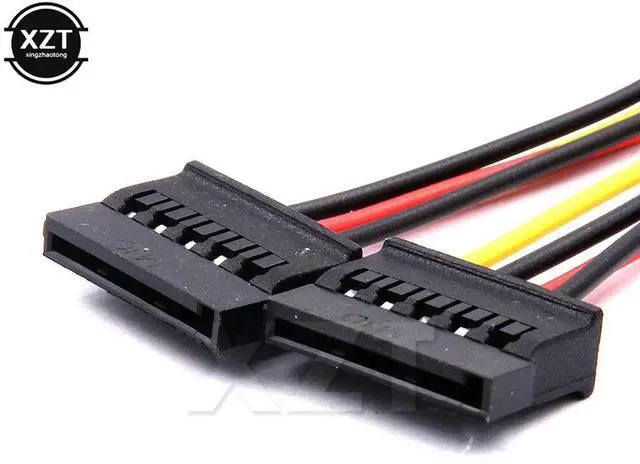 Alt view image 4 of 4 - 4 Pin IDE Molex to 2 of 15 Pin Serial ATA SATA HDD Power Adapter Cable Dual Hard Drive Cable for PC