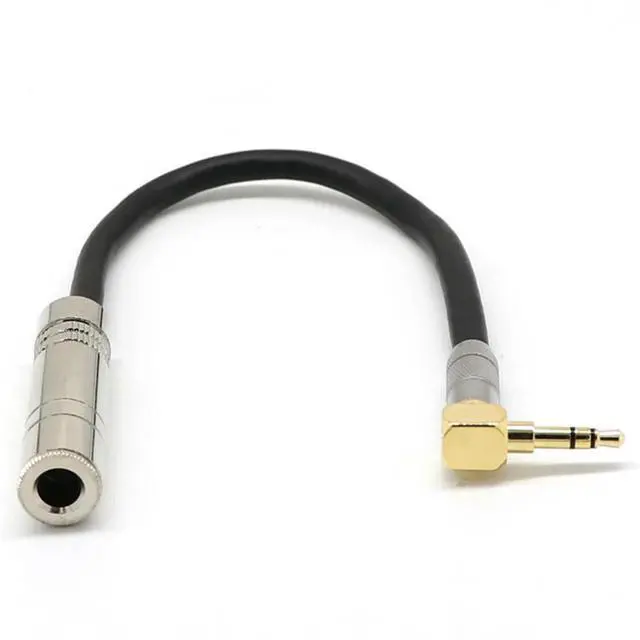 Alt view image 4 of 4 - 2X 6.35 Female Stereo To 3.5 Male Plug Jack Stereo Hifi Mic Audio Extension Cable Short 90 Degree Angled Audio Line