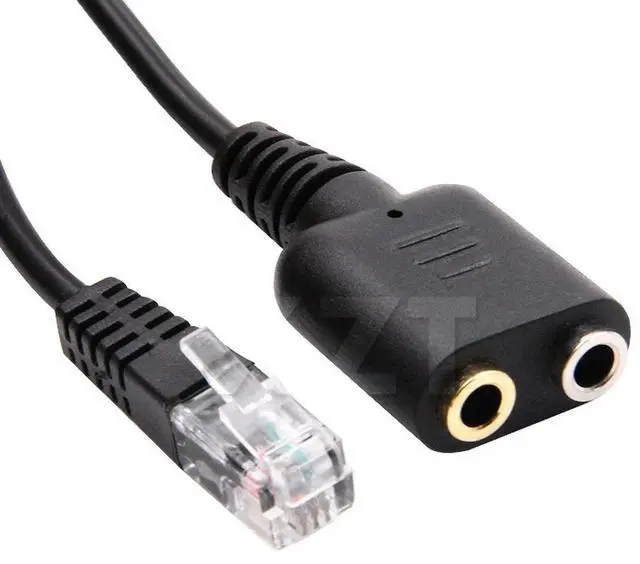 Alt view image 3 of 4 - 25cm Dual 3.5mm Audio Jack Female to Male RJ9 Plug Adapter Convertor Cable for PC Computer Headset for 6921 Telephone