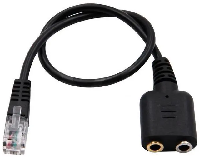 Main image of 25cm Dual 3.5mm Audio Jack Female to Male RJ9 Plug Adapter Convertor Cable for PC Computer Headset for 6921 Telephone
