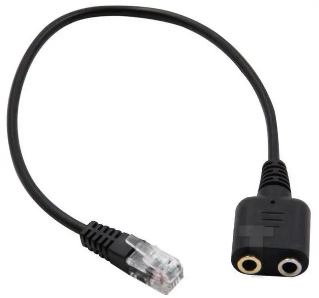 Alt view image 4 of 4 - 25cm Dual 3.5mm Audio Jack Female to Male RJ9 Plug Adapter Convertor Cable for PC Computer Headset for 6921 Telephone