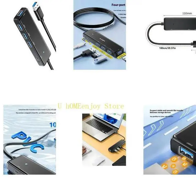 Main image of USB3.0 Hub 4 Port Expander for Laptop Flash Drive HDD Printer Camera with LED Efficient Data Transfer