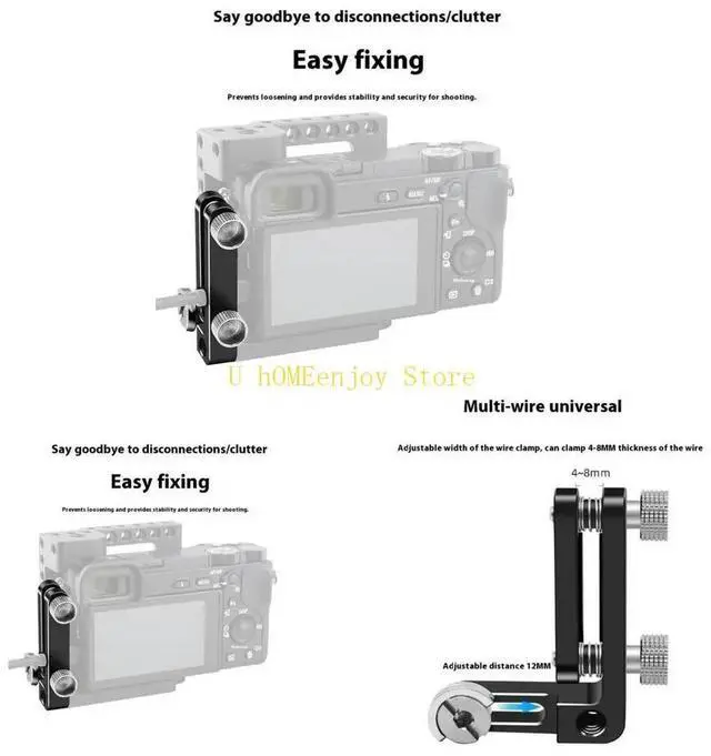 Main image of Camera Cage 4-8mm Wire Cable Lock Prevents Disconnections During Live Streaming Fit 1/4Inch Threaded Mount