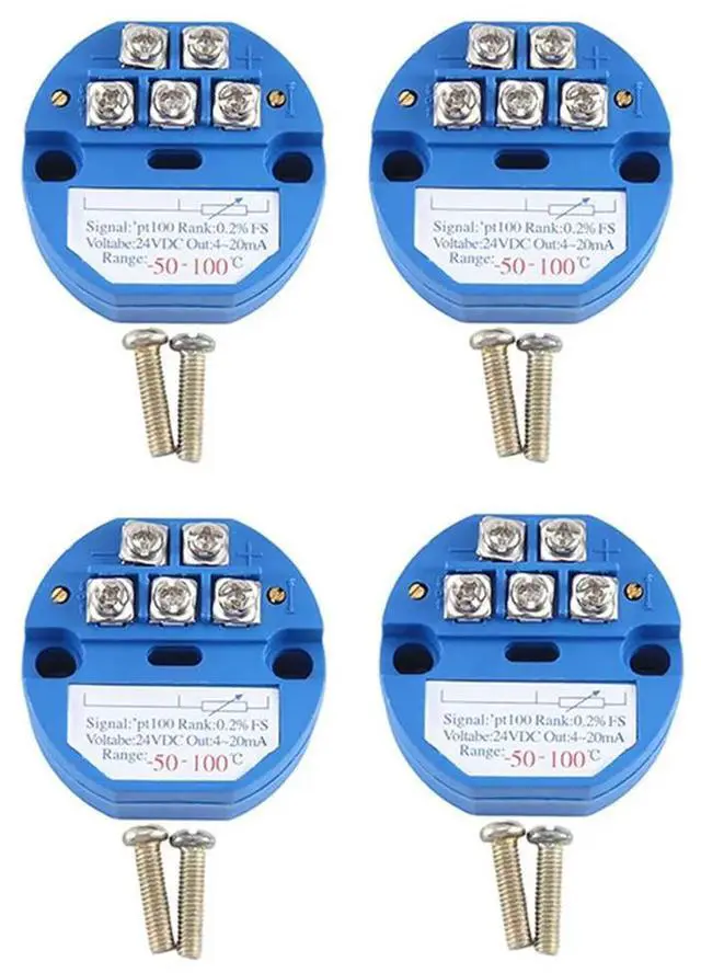 Alt view image 3 of 4 - 4X RTD PT100 Temperature Transmitter Module Thermal Resistance -50-100°C DC24V Output 4-20MA