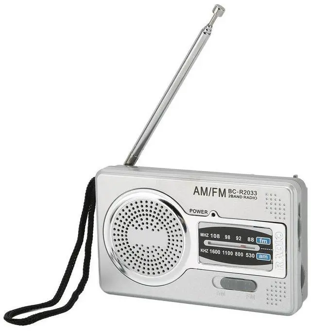 Alt view image 2 of 3 - AM FM Transistor Radio DSP Chip Portable Pocket Mini Radio with Loudspeaker Headphone Jack Silver Gray