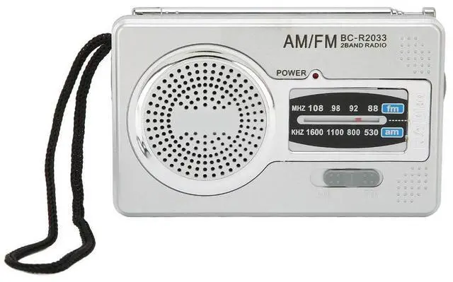 Main image of AM FM Transistor Radio DSP Chip Portable Pocket Mini Radio with Loudspeaker Headphone Jack Silver Gray
