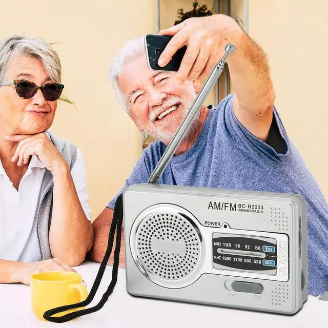 Alt view image 3 of 3 - AM FM Transistor Radio DSP Chip Portable Pocket Mini Radio with Loudspeaker Headphone Jack Silver Gray