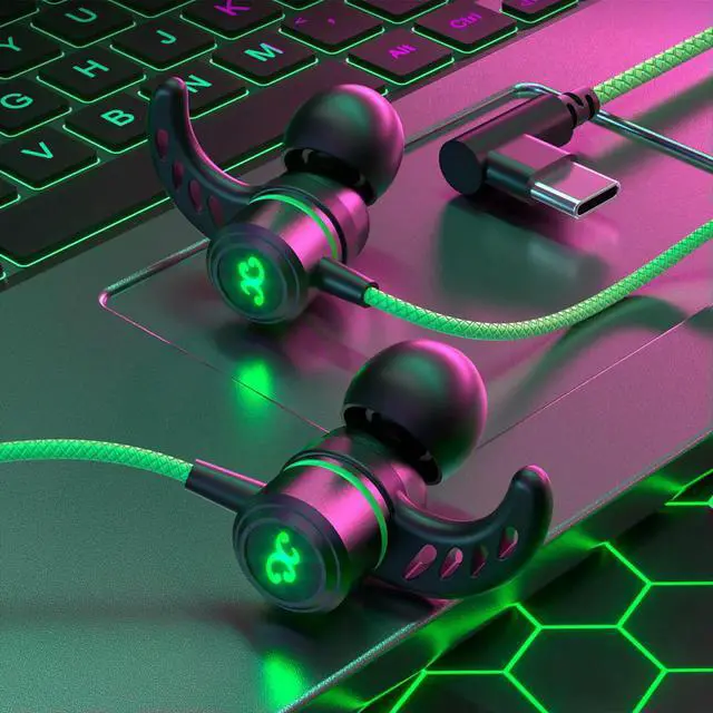 Alt view image 3 of 4 - TYPE-C Wired Headphones Gaming Headset Bass Stereo Gamer Earphones Noise Cancelling Earbuds With Mic In-ear Handfree