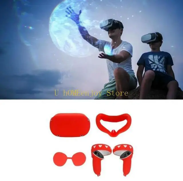 Alt view image 2 of 3 - Silicone Cover Accessories for Oculus- Quest- 2 All-in-one Set Silicone for S