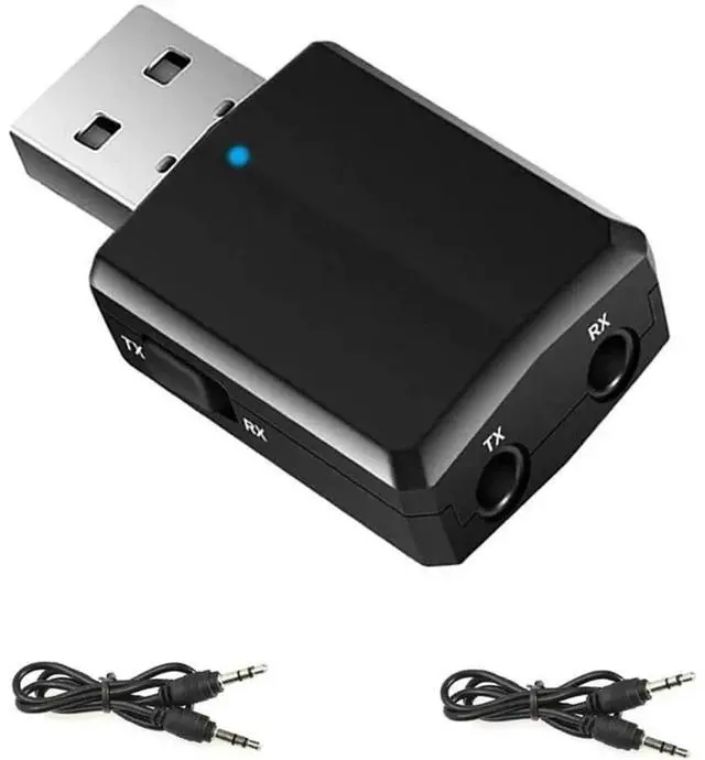 Alt view image 3 of 4 - Wireless Bluetooth USB Adapter For PC, BT 5.0 3 In 1 Transmitter Receiver With Integrated 3.5Mm AUX Jack Transfer