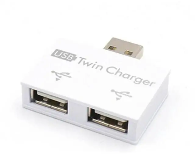 Main image of 6X Portable Mini USB Hub To 2 Port Charger Hub Adapter USB Splitter Dual USB Charging Extender For Phone Computer White