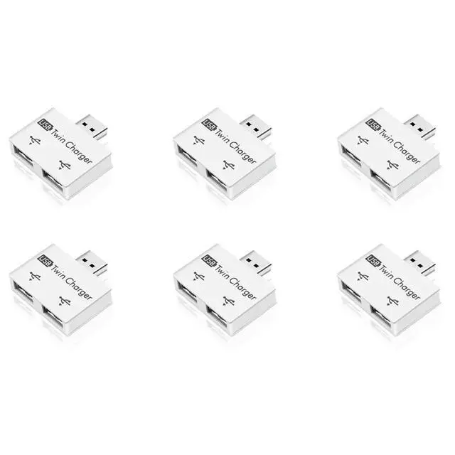 Alt view image 4 of 4 - 6X Portable Mini USB Hub To 2 Port Charger Hub Adapter USB Splitter Dual USB Charging Extender For Phone Computer White