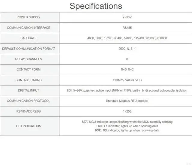 Alt view image 2 of 3 - Advanced Modbus RTU 8CH Module 8 Channel Industrial Module Digital Input, Multi Isolation Circuits