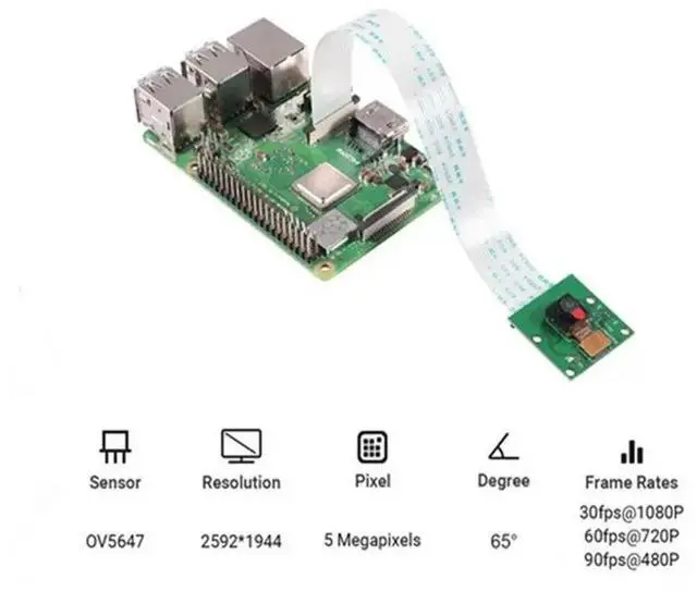 Alt view image 2 of 4 - For Raspberry For Pi Compatible 5MP 1080P Camera Module Featuring OV5647 Sensor For Pi 2, 3 3B+ , 4, Zero W Video Output