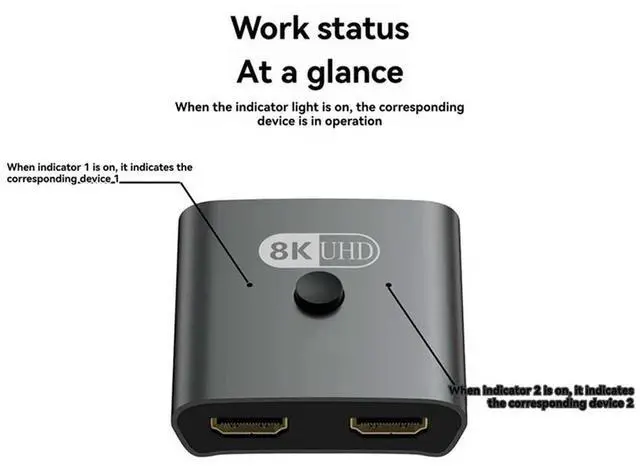 Alt view image 2 of 4 - 8K -Compatible Switcher Bidirectional High-Definition 2-In-1-Out Splitter Supports Dual Display Output