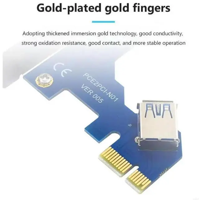 Alt view image 3 of 3 - 009S PCI-E Riser Card Set PCIe 1X to 16X Adapter 1 to 4 Ports USB 5Gbps Fast