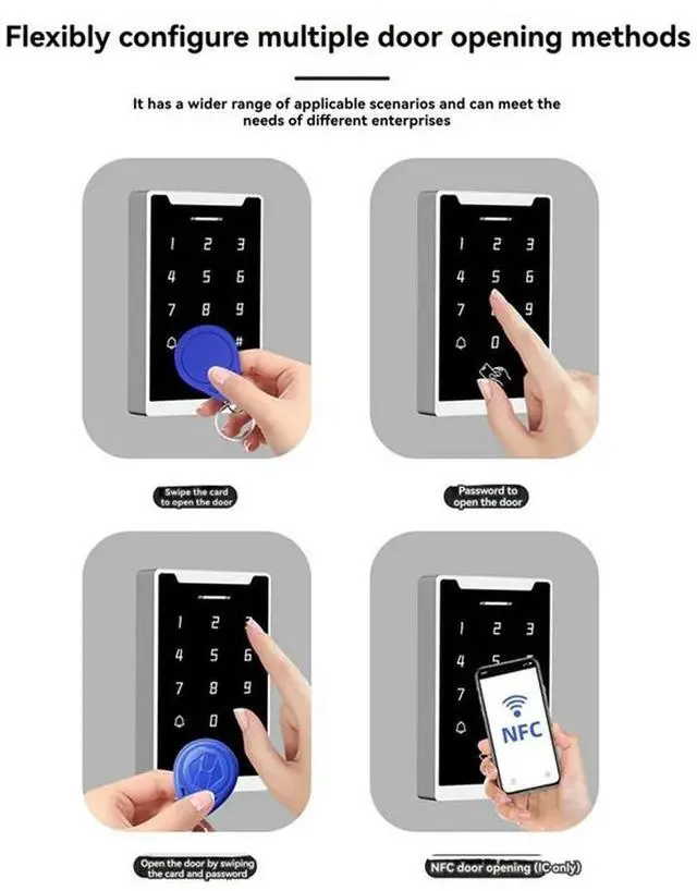 Alt view image 3 of 4 - Waterproof DC 12V 24V Access Control Door Lock System Keyboard Card Swipe Password Electronic Opener
