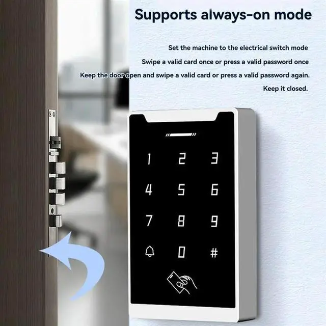 Alt view image 4 of 4 - Waterproof DC 12V 24V Access Control Door Lock System Keyboard Card Swipe Password Electronic Opener