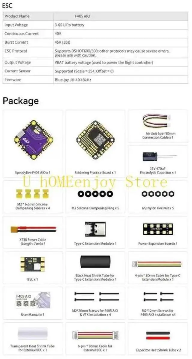 Alt view image 2 of 3 - F405 Flight Controller 40A 3-6S for FPV 5inch Remote Controlling Quadcopter Accessories