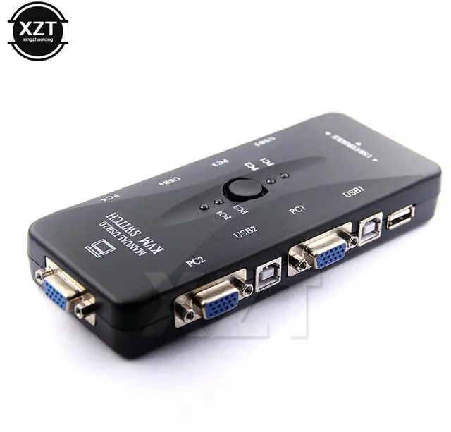 Alt view image 3 of 4 - 4 Ports USB2.0 KVM Switch Selector VGA Print Auto Switch Moniter Box VGA Splitter KVM Switch