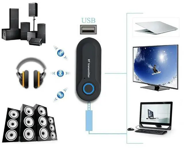 Alt view image 3 of 4 - 3X Bluetooth 5.0 Adapter Wireless Audio Bluetooth Transmitter Receiver For PC/TV/Car 3.5Mm AUX Music RX Sender Adaptador