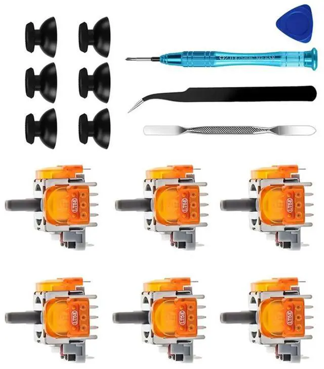 Alt view image 3 of 4 - For PS5 Controller 6 Pack Thumbstick 3D Analog Stick TMR Effect Joystick Replacement Anti-Drift Parts Repair Tools