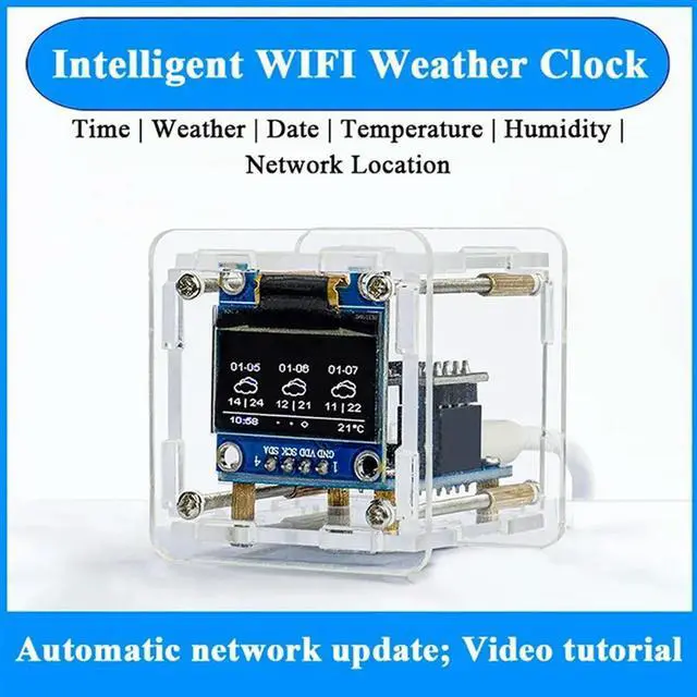 Alt view image 4 of 4 - 2X DIY Weather Clock Kit Module Internet Of Things Time Temperature And Humidity Display Soldering Practice Loose