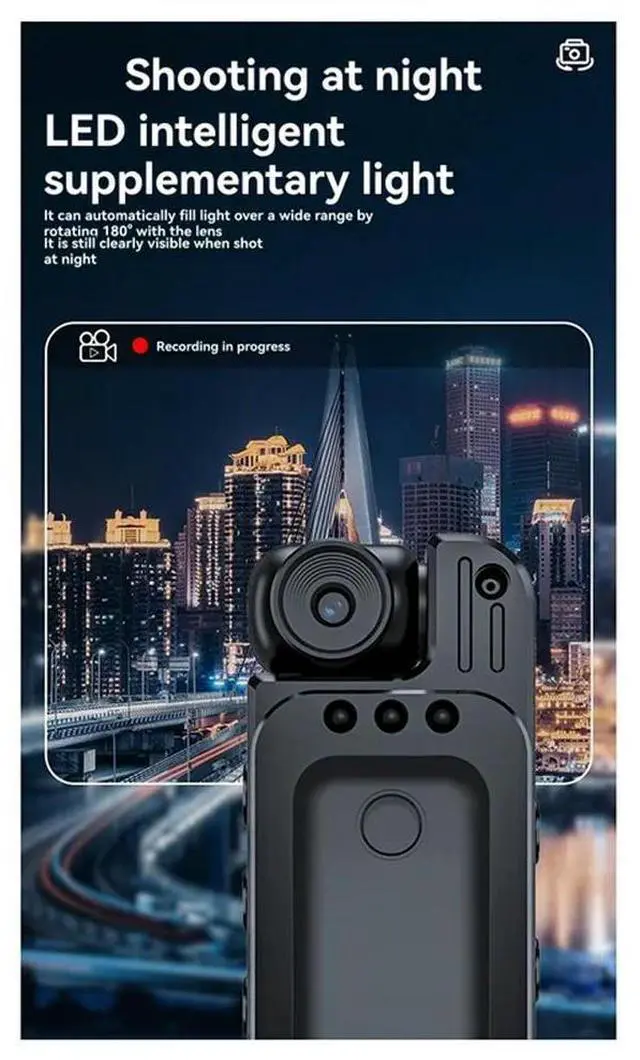 Alt view image 3 of 4 - Infrared Night Vision Camera 1080P Law Enforcement Recorder Mini Back Clip With Screen Evidence Recorder For Security