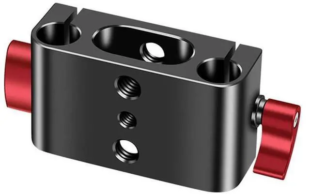 Alt view image 2 of 4 - Aluminum Alloy Dual 15Mm Pole Mount Bracket Clamp Bracket With 1/4 3/8 Hole For Tripod Mount Base Plate