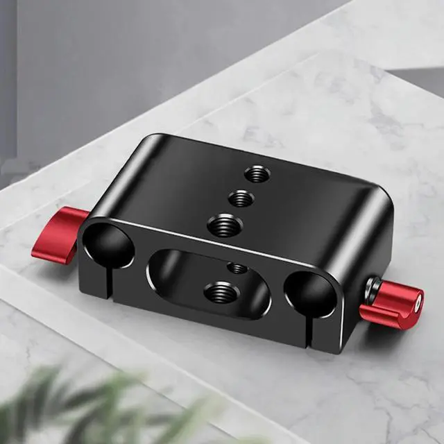 Alt view image 3 of 4 - Aluminum Alloy Dual 15Mm Pole Mount Bracket Clamp Bracket With 1/4 3/8 Hole For Tripod Mount Base Plate