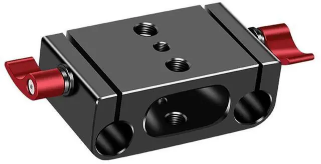 Alt view image 4 of 4 - Aluminum Alloy Dual 15Mm Pole Mount Bracket Clamp Bracket With 1/4 3/8 Hole For Tripod Mount Base Plate