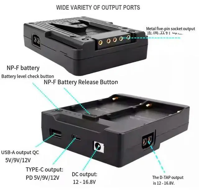 Alt view image 2 of 4 - V-Mount Lock To Dual NP-F550/750/970 NP-F Series Power Supply Converter Plate For Tilta Kit Monitors LED Light
