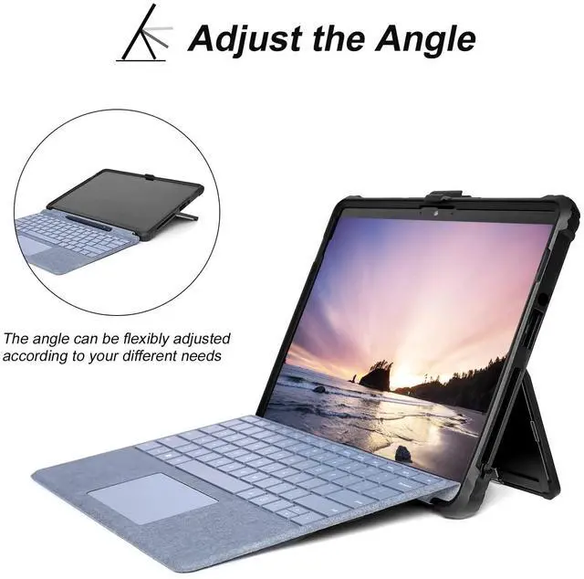 Alt view image 2 of 5 - MOSISO Case Compatible with Surface Go 3 2021/Go 2 2020/Go 2018, Heavy Duty Rugged Protective Hard Shell Cover TPU Bumper with Shoulder Strap & Hand Strap Compatible with Type Cover Keyboard, Black