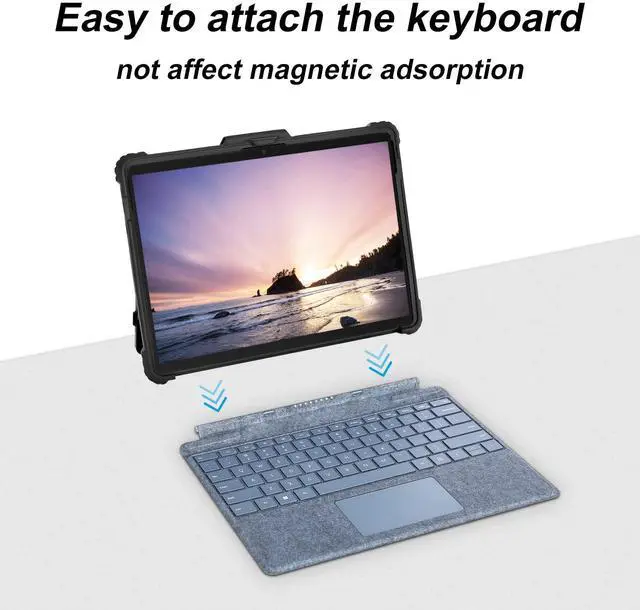 Alt view image 3 of 5 - MOSISO Case Compatible with Surface Go 3 2021/Go 2 2020/Go 2018, Heavy Duty Rugged Protective Hard Shell Cover TPU Bumper with Shoulder Strap & Hand Strap Compatible with Type Cover Keyboard, Black