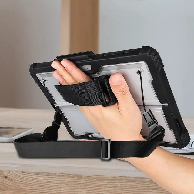 Alt view image 5 of 5 - MOSISO Case Compatible with Surface Go 3 2021/Go 2 2020/Go 2018, Heavy Duty Rugged Protective Hard Shell Cover TPU Bumper with Shoulder Strap & Hand Strap Compatible with Type Cover Keyboard, Black