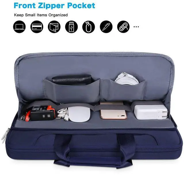 Alt view image 3 of 5 - MOSISO 360 Protective Laptop Shoulder Bag Compatible with MacBook Air/Pro, 13-13.3 inch Notebook, Compatible with MacBook Pro 14 inch M4 M3 M2 M1,Matching Color Sleeve with Belt, Navy Blue