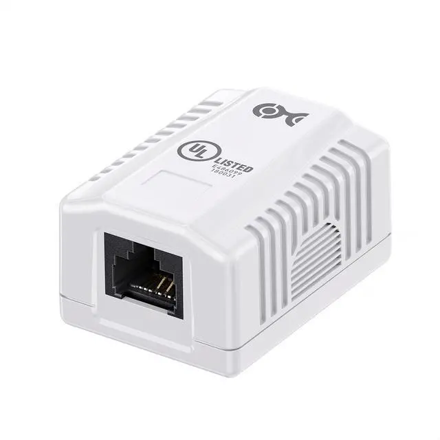 Alt view image 2 of 5 - Cable Matters UL Listed Cat6 10-Pack RJ45 Surface Mount Box - 1 Port in White (Cat6 Ethernet Mount Box)