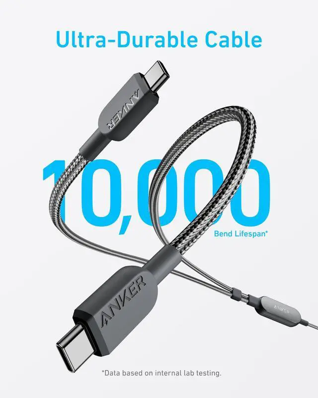 Alt view image 5 of 5 - Anker Cable,6FT 2-in-1 USB C to USB C Cable 140W Max,Fast Charging for iPhone 16/16 Pro Max/15 Series,MacBook Air/Pro,and More(Braided,Black)